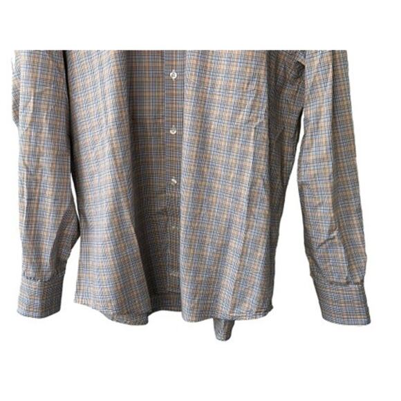 Johnston & Murphy Tailored Fit Orange Plaid Button-Up Long Sleeve Shirt Sz Large - Picture 3 of 5